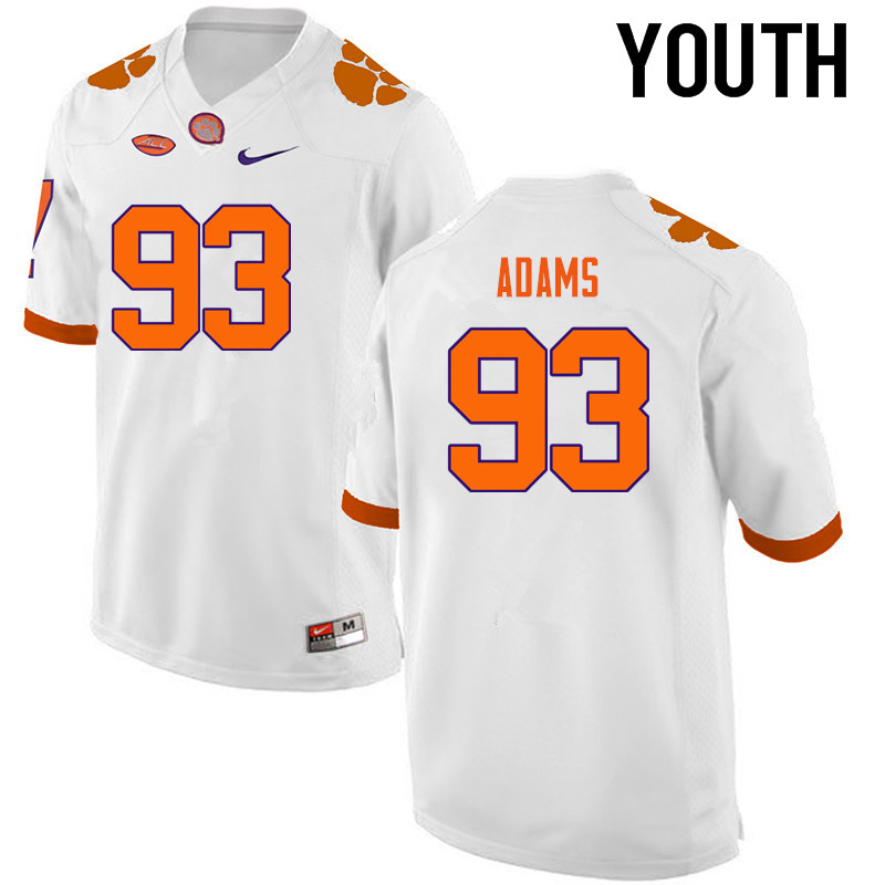 Youth Clemson Tigers #93 Gaines Adams College Football Jerseys-White